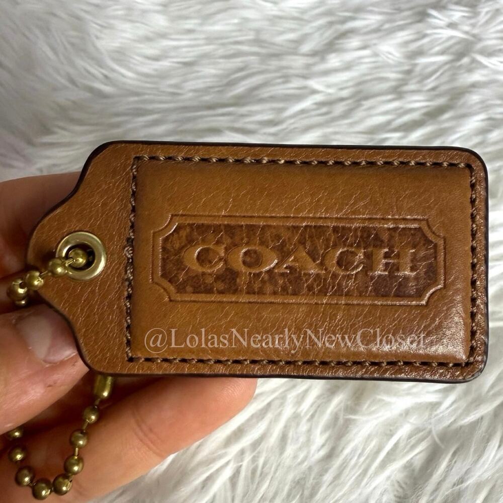 2.5" COACH y2k Brown Fob Bag Charm Hang tag Hangtag